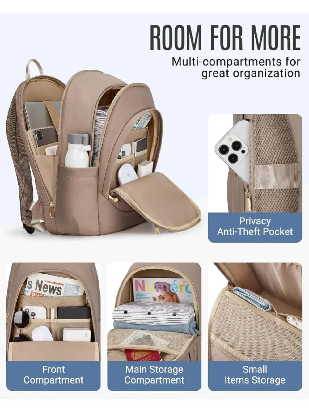 Stylish Travel Backpack for Women, 17.3